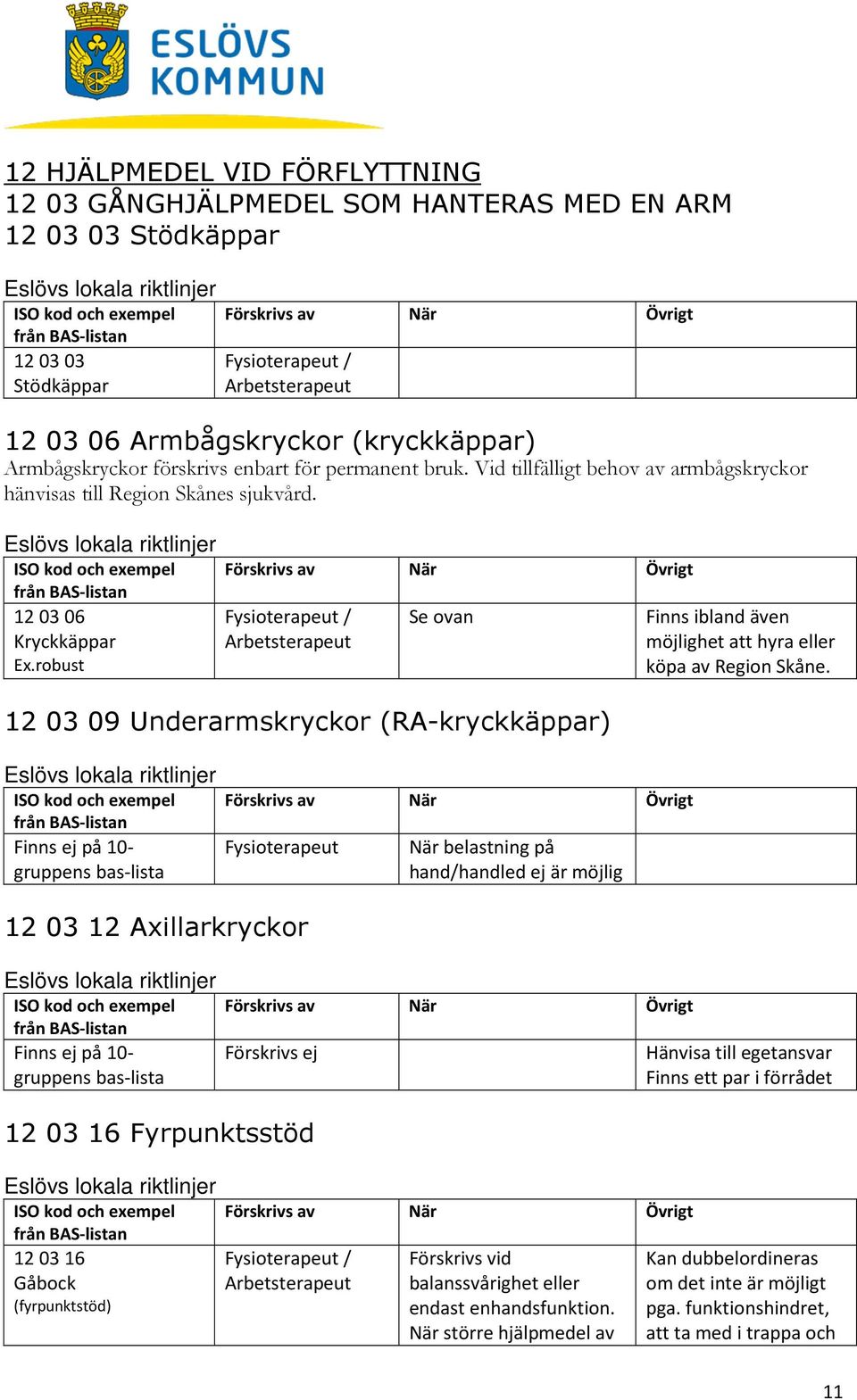 robust Fysioterapeut / Se ovan 12 03 09 Underarmskryckor (RA-kryckkäppar) Finns ibland även möjlighet att hyra eller köpa av Region Skåne.