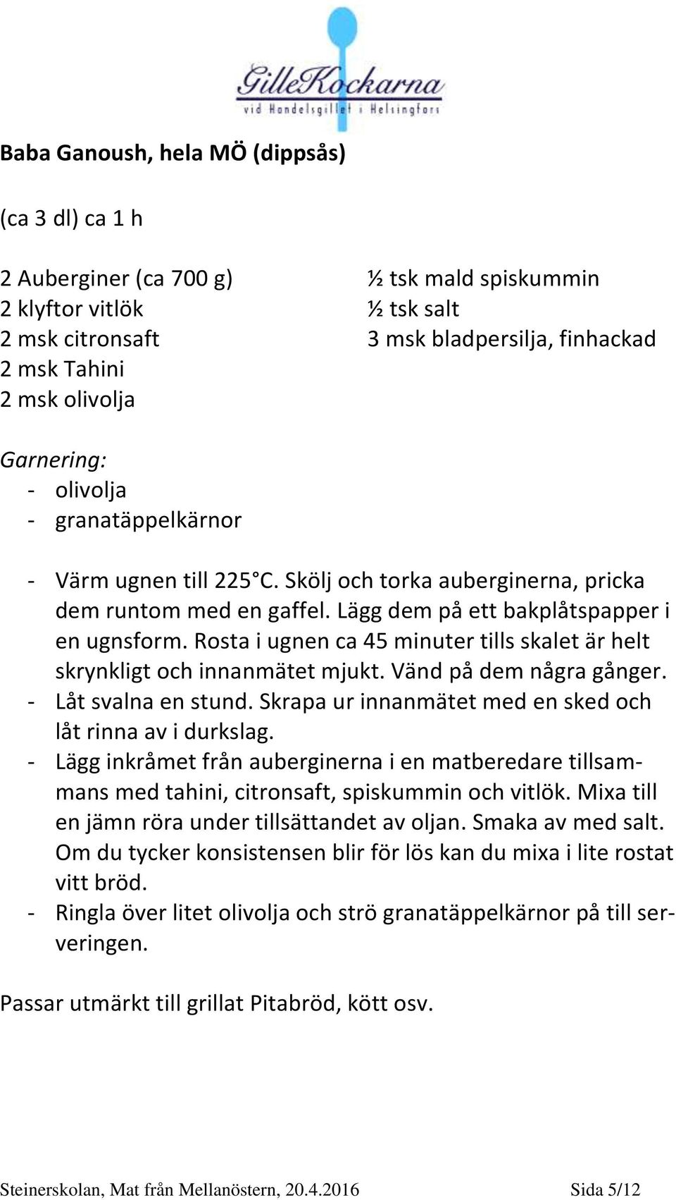 Rosta i ugnen ca 45 minuter tills skalet är helt skrynkligt och innanmätet mjukt. Vänd på dem några gånger. - Låt svalna en stund. Skrapa ur innanmätet med en sked och låt rinna av i durkslag.