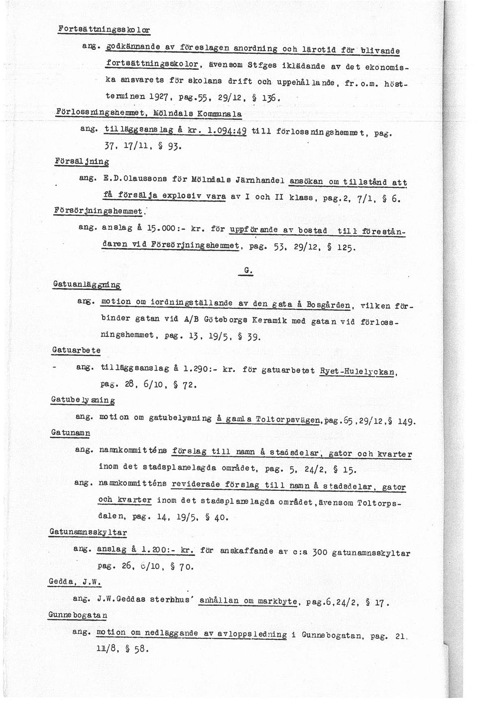 motion om nedläggande av avloppsiedning i Gunnabcgatan, pag. 21, Gunne bog ata n J..Geddas sterhus anhålian om rnarkbte, pag.6,24/2, 17. Gedda, J.. 26, c/l0, 70. arg. anslag å 1.0:- kr.