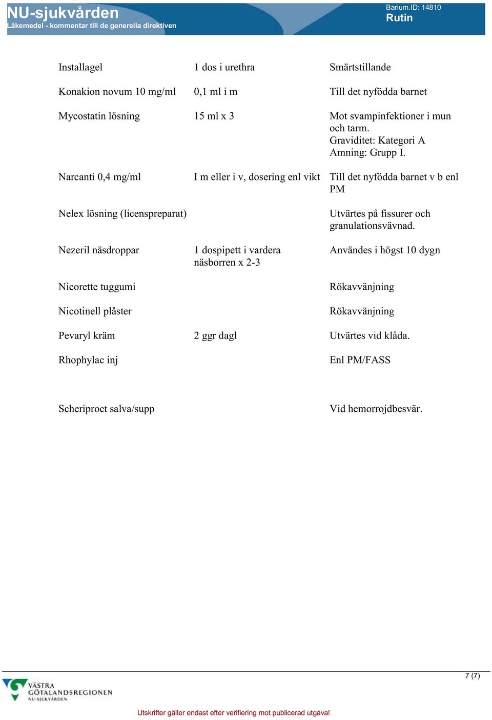 vardera näsborren x 2-3 2 ggr dagl Mot svampinfektioner i mun och tarm. Graviditet: Kategori A Amning: Grupp I.