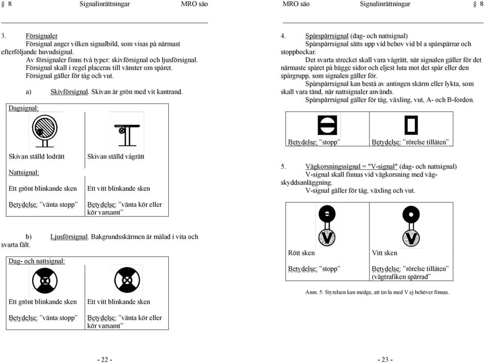 Av försignaler finns två typer: skivförsignal och ljusförsignal. Det svarta strecket skall vara vågrätt, när signalen gäller för det Försignal skall i regel placeras till vänster om spåret.