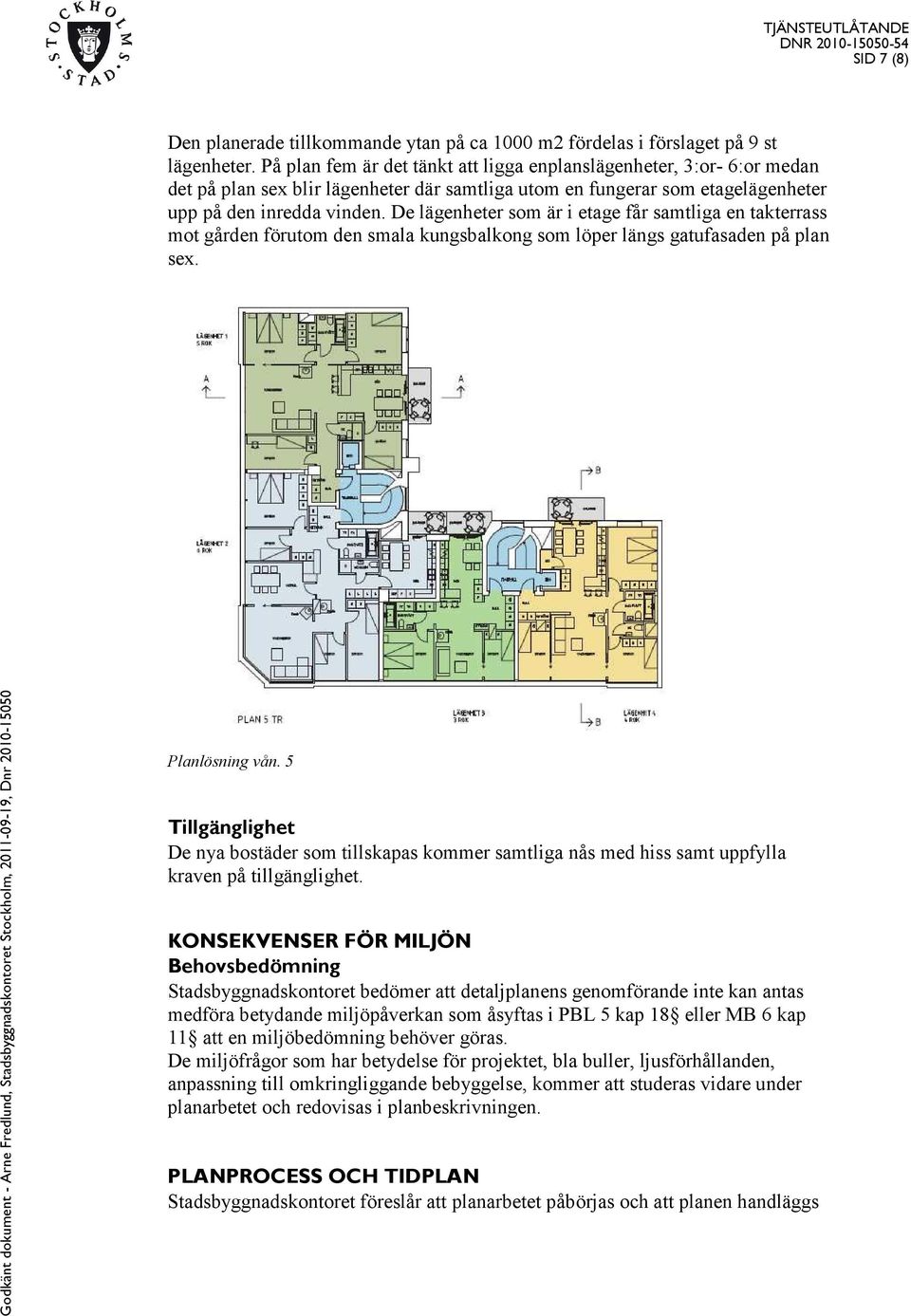 De lägenheter som är i etage får samtliga en takterrass mot gården förutom den smala kungsbalkong som löper längs gatufasaden på plan sex.