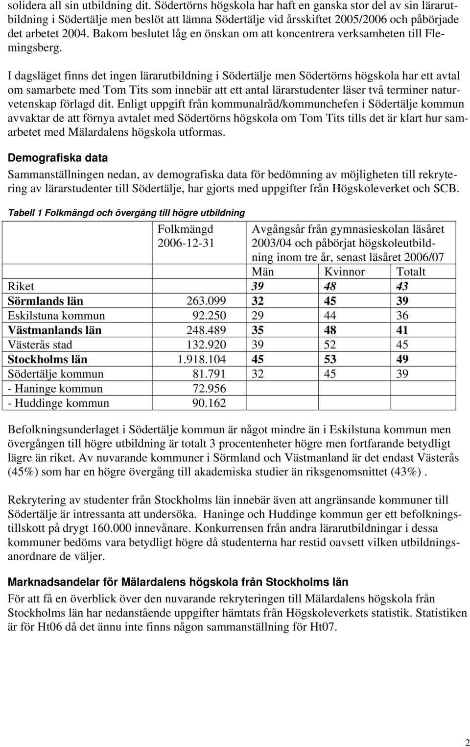 Bakom beslutet låg en önskan om att koncentrera verksamheten till Flemingsberg.