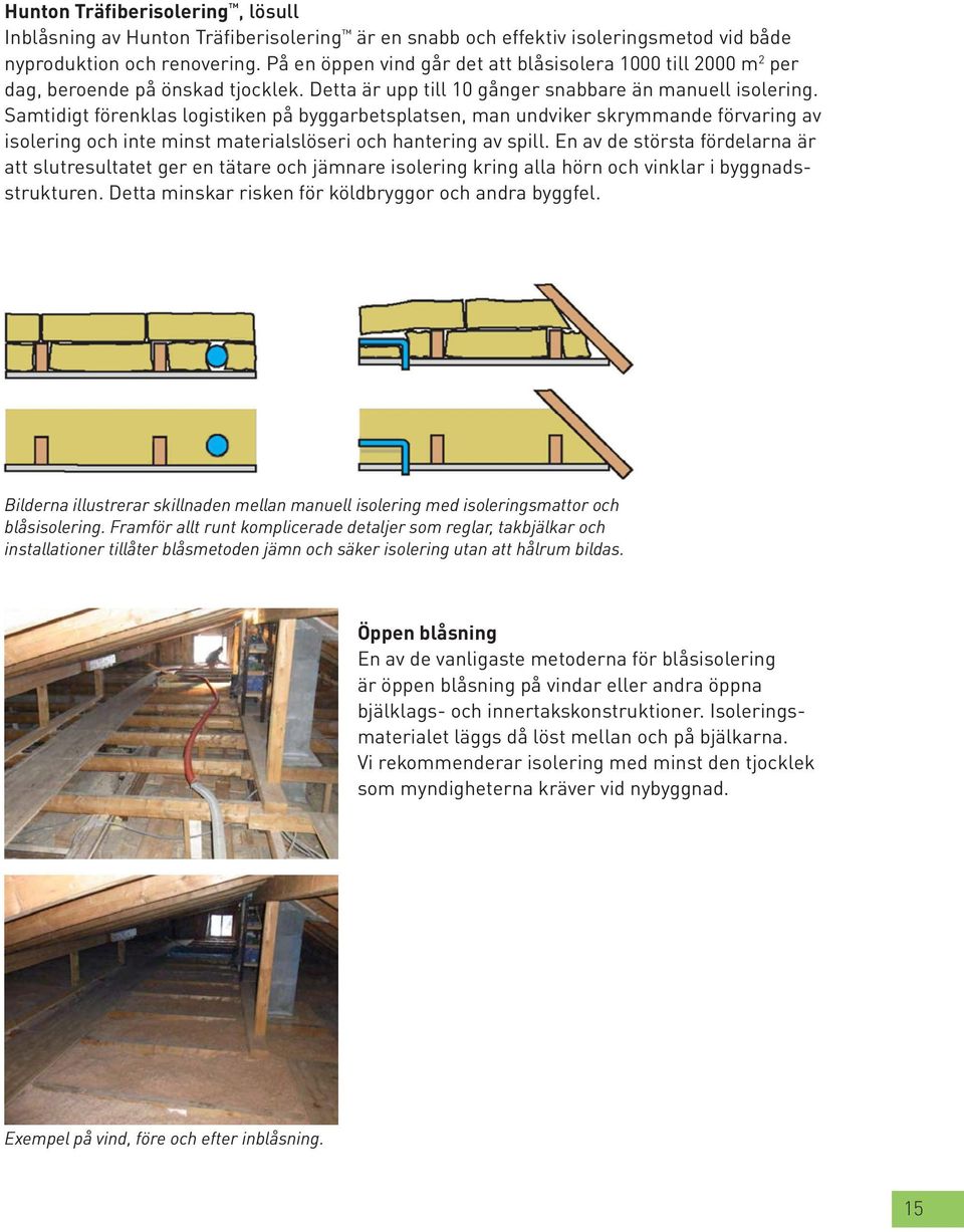 Samtidigt förenklas logistiken på byggarbetsplatsen, man undviker skrymmande förvaring av isolering och inte minst materialslöseri och hantering av spill.