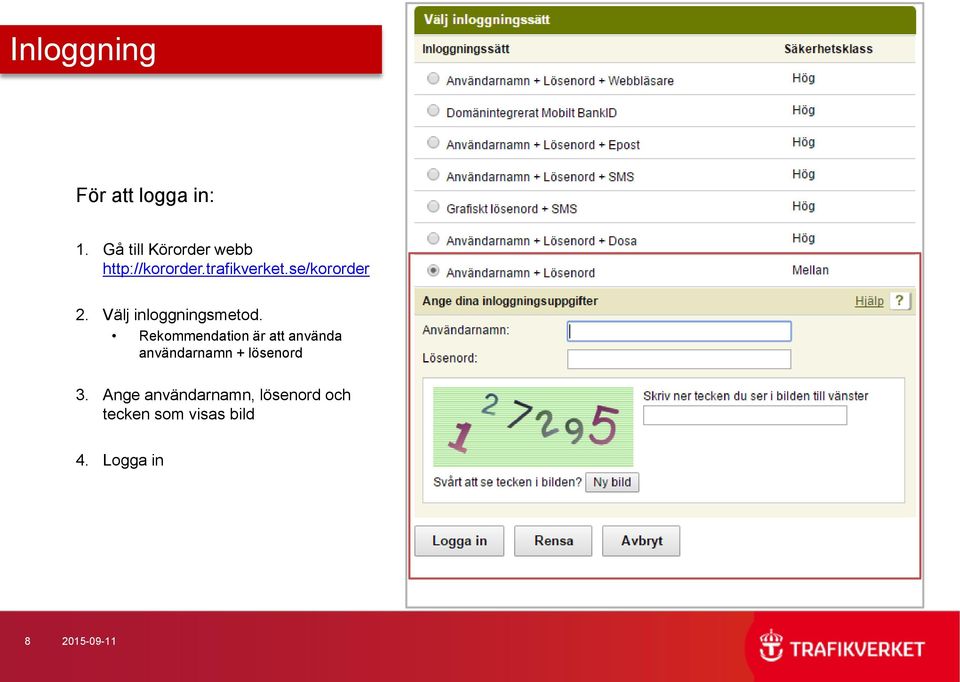 se/kororder 2. Välj inloggningsmetod.