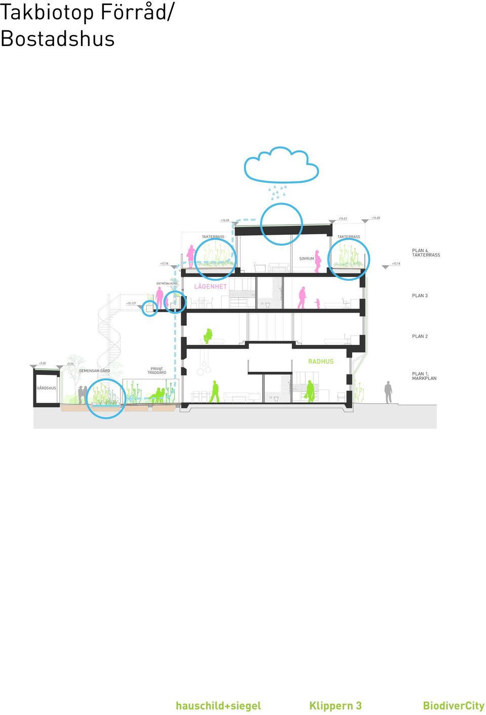 55 GEMENSAM GÅRD PRIVAT TRÄDGÅRD RADHUS PLAN 1, MARKPLAN KLIPPERN 3 MALMÖ hauschild + siegel architecture GÅRDSHUS FÖRFRÅGNINGSUNDERL A H+S ARCHITECTURE AB
