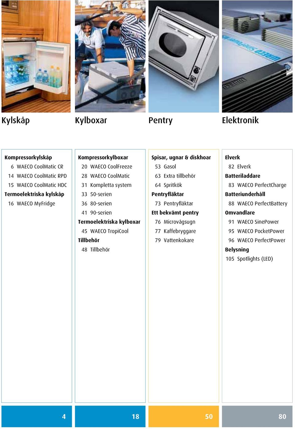 50-serien Pentryfläktar Batteriunderhåll 16 WAECO MyFridge 36 80-serien 73 Pentryfläktar 88 WAECO PerfectBattery 41 90-serien Ett bekvämt pentry Omvandlare Termoelektriska