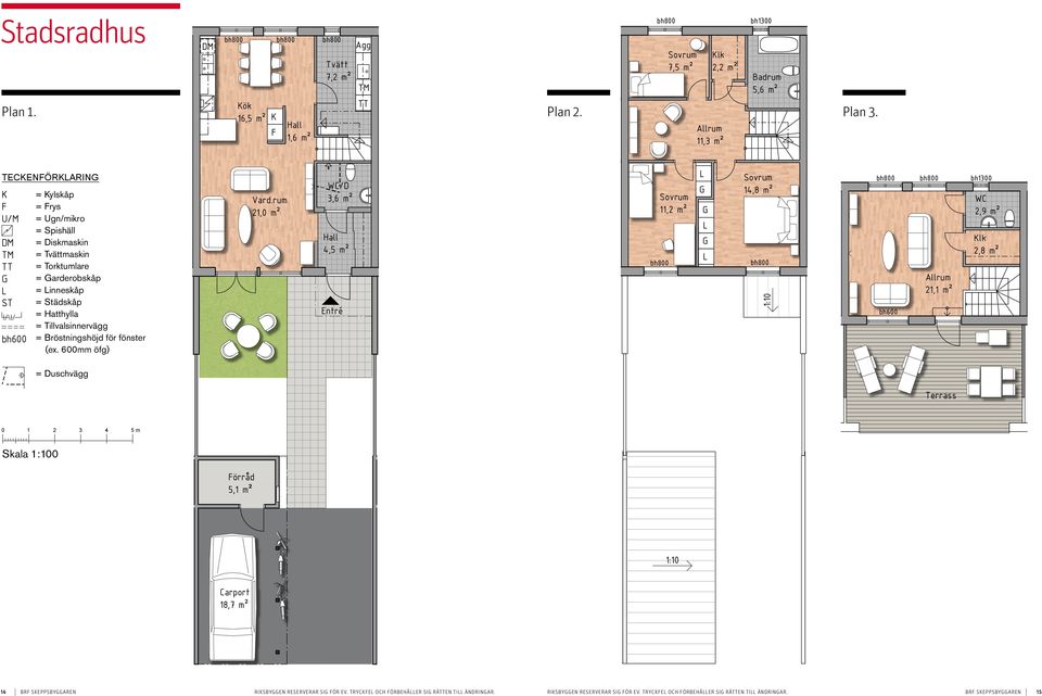 Tvättmaskin L = Linneskåp ST = Städskåp = Hatthylla TECKENÖRKLARIN = Tillvalsinnervägg br600 = Bröstningshöjd för fönster K Kylskåp = rys Ugn/mikro Spishäll DM = Diskmaskin TM = Tvättmaskin =