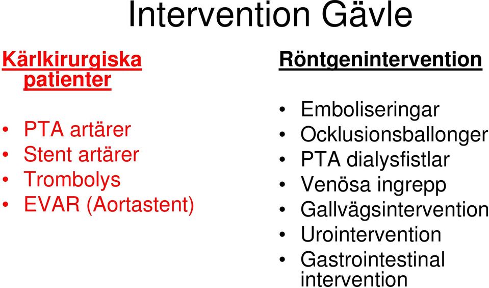 Emboliseringar Ocklusionsballonger PTA dialysfistlar Venösa