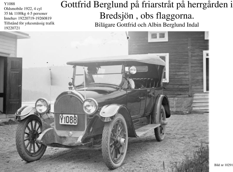 Gottfrid Berglund på friarstråt på herrgården i Bredsjön, obs