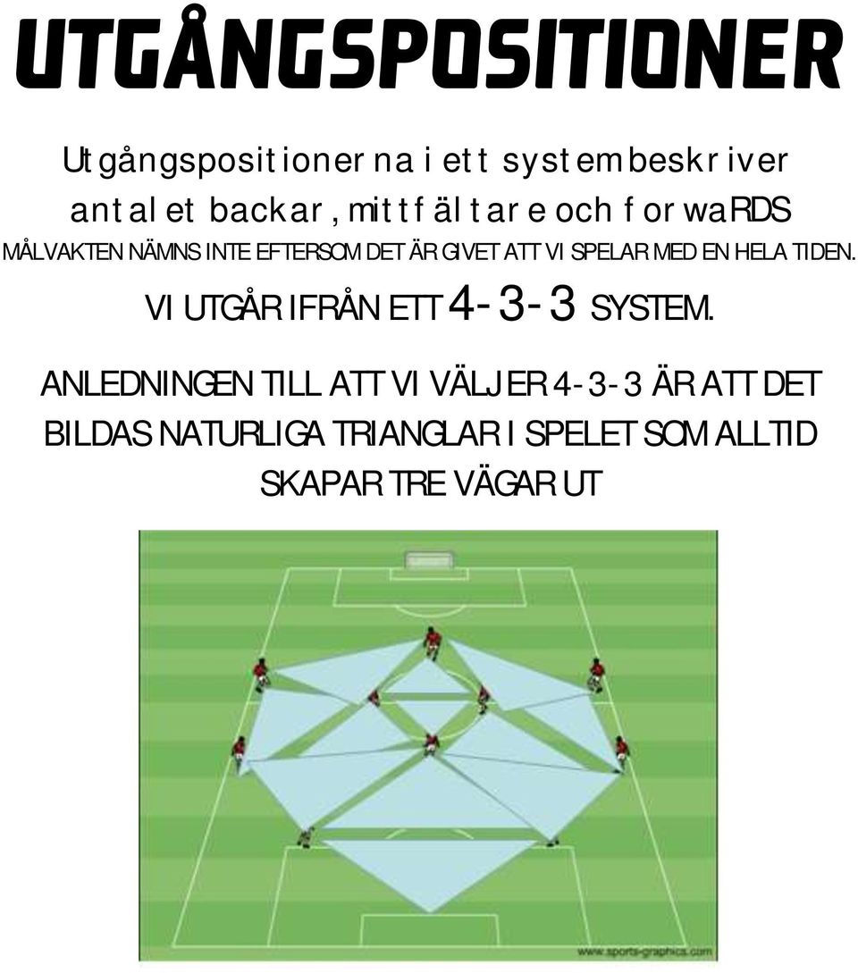 MED EN HELA TIDEN. VI UTGÅR IFRÅN ETT 4-3-3 SYSTEM.