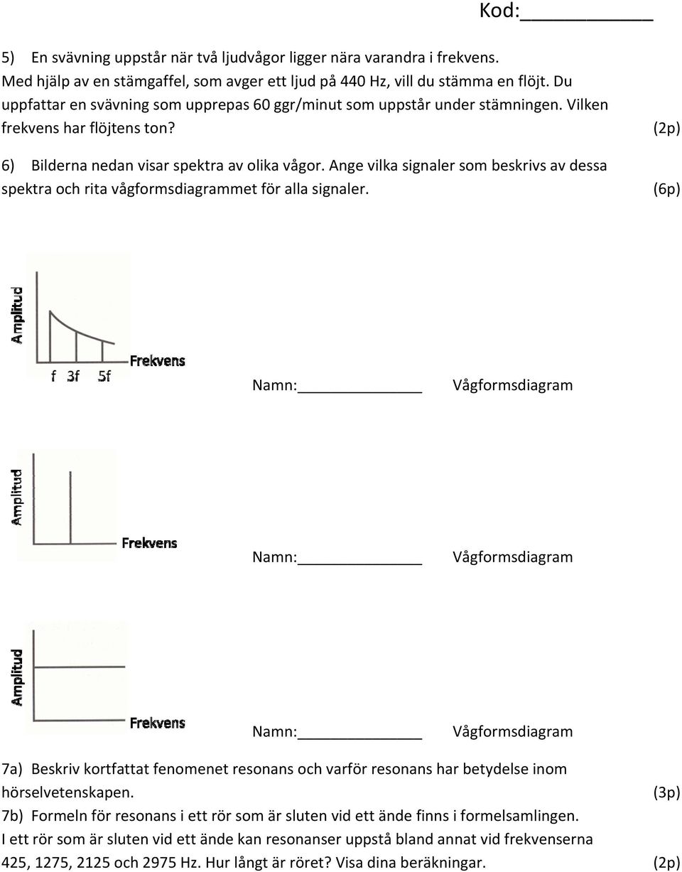 Ange vilka signaler som beskrivs av dessa spektra och rita vågformsdiagrammet för alla signaler.