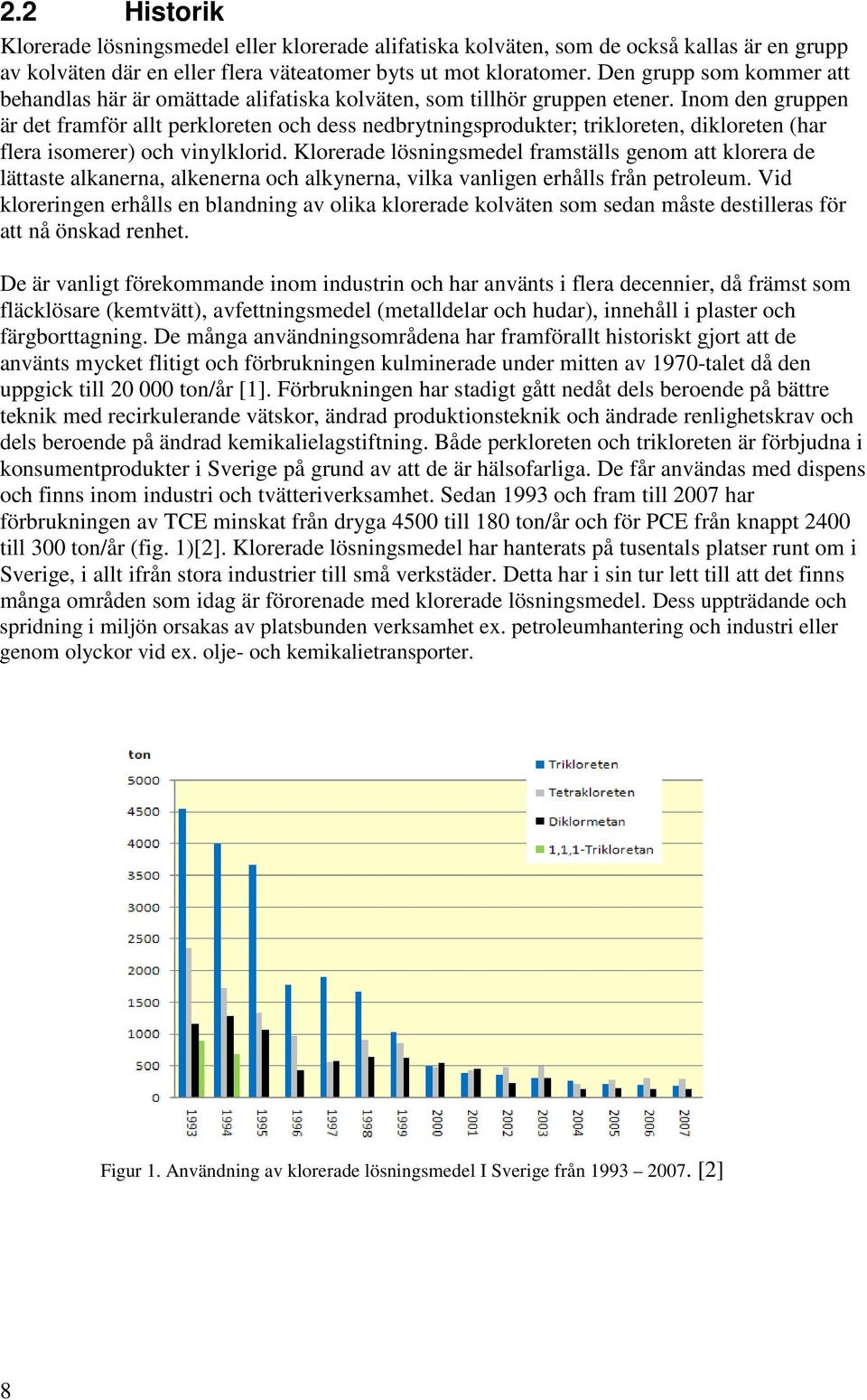 Inom den gruppen är det framför allt perkloreten och dess nedbrytningsprodukter; trikloreten, dikloreten (har flera isomerer) och vinylklorid.