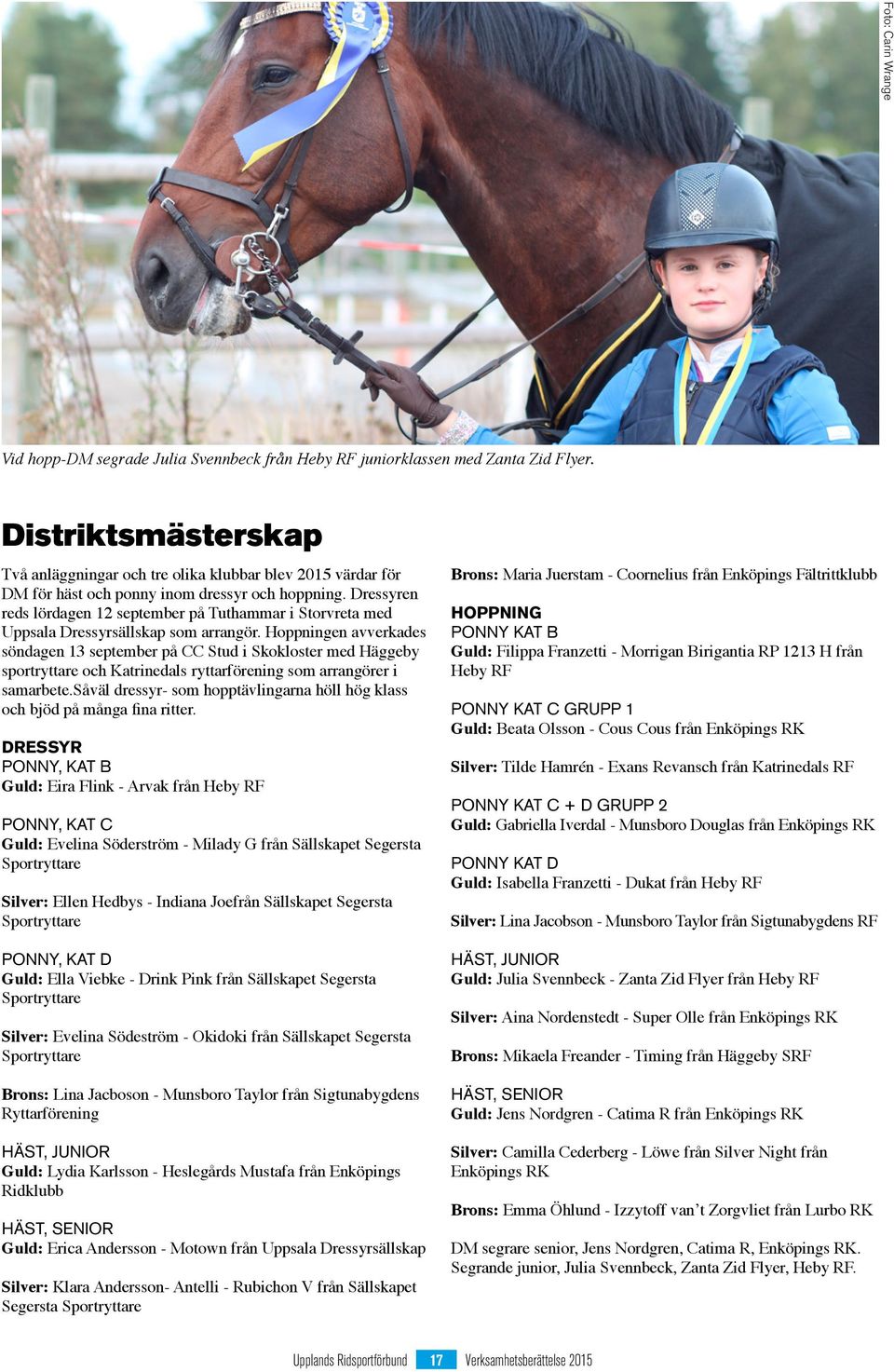 Hoppningen avverkades söndagen 13 september på CC Stud i Skokloster med Häggeby sportryttare och Katrinedals ryttarförening som arrangörer i samarbete.