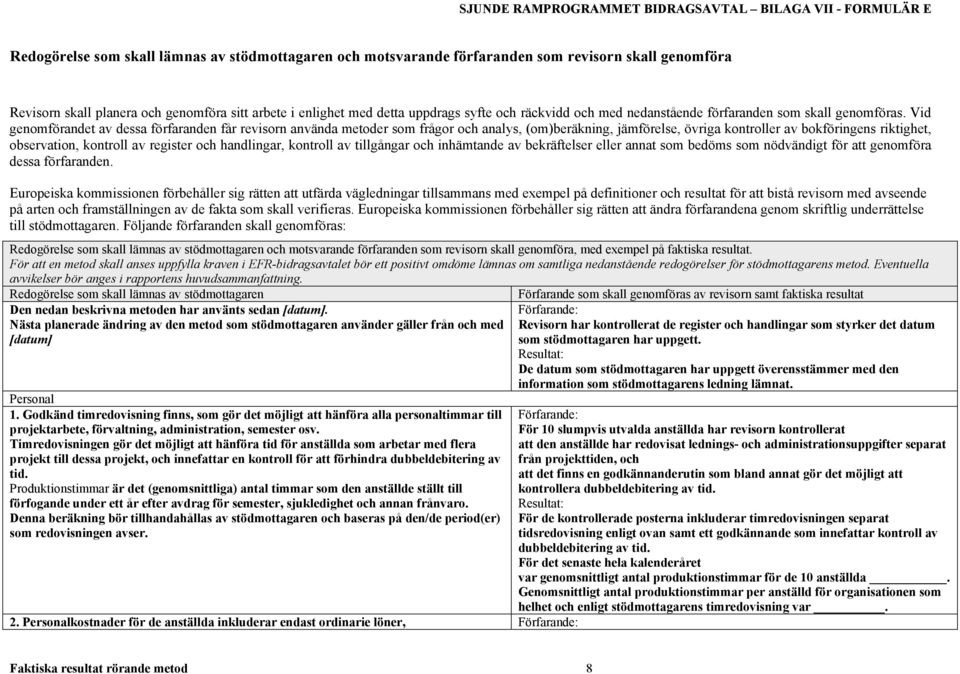 Vid genomförandet av dessa förfaranden får revisorn använda metoder som frågor och analys, (om)beräkning, jämförelse, övriga kontroller av bokföringens riktighet, observation, kontroll av register