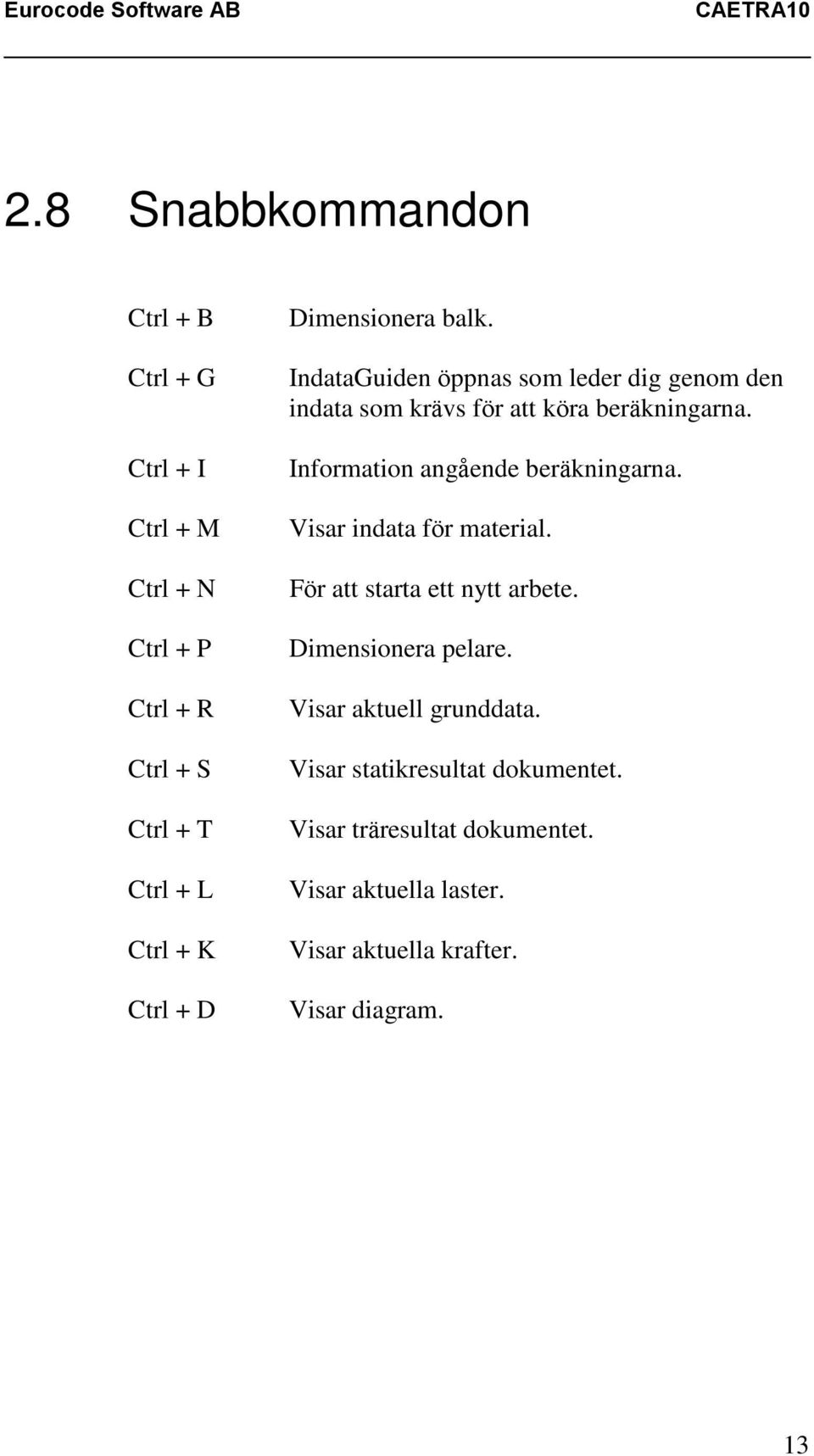 Information angående beräkningarna. Visar indata för material. För att starta ett nytt arbete. Dimensionera pelare.