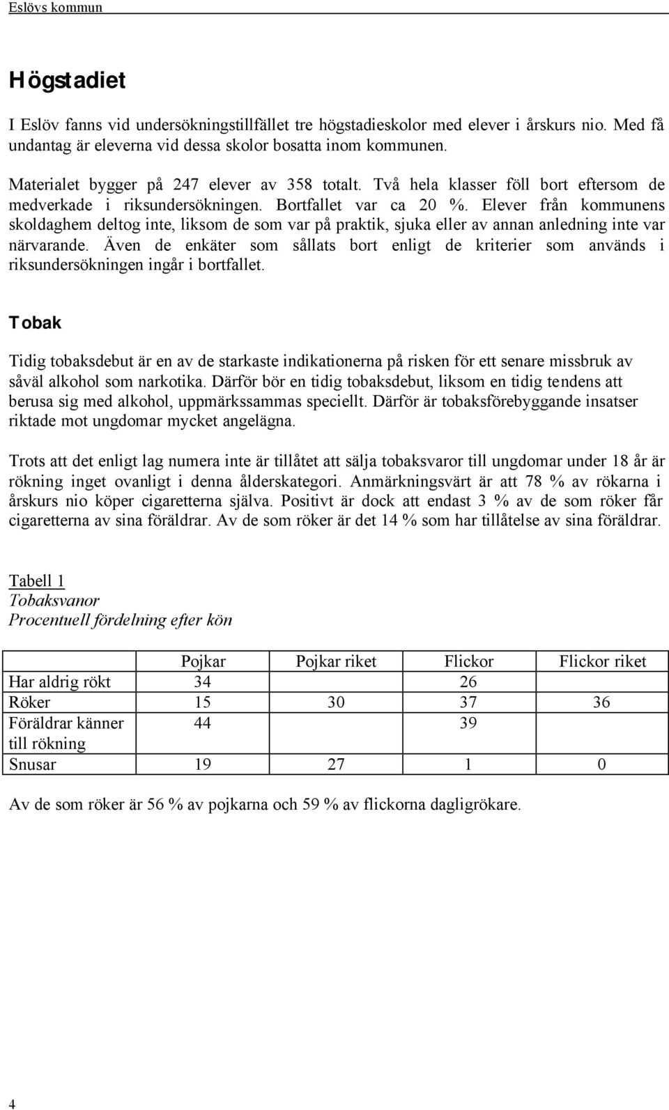 Elever från kommunens skoldaghem deltog inte, liksom de som var på praktik, sjuka eller av annan anledning inte var närvarande.