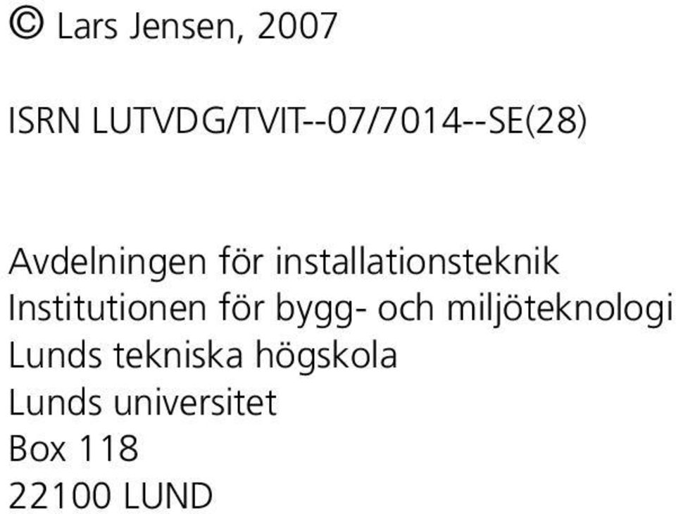 installationsteknik Institutionen för bygg-