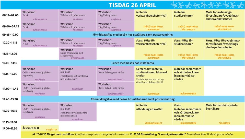 00 P-cvk Tillväxt och pubertetsutv Säkra preanalyser med S-Monovette OVIKSFJÄLLEN Högflödesgrimma TISDAG 26 APRIL FRÖSÖ PARK HOTEL ALPBACKEN Forts.