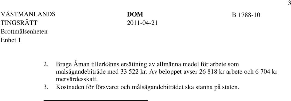 arbete som målsägandebiträde med 33 522 kr.