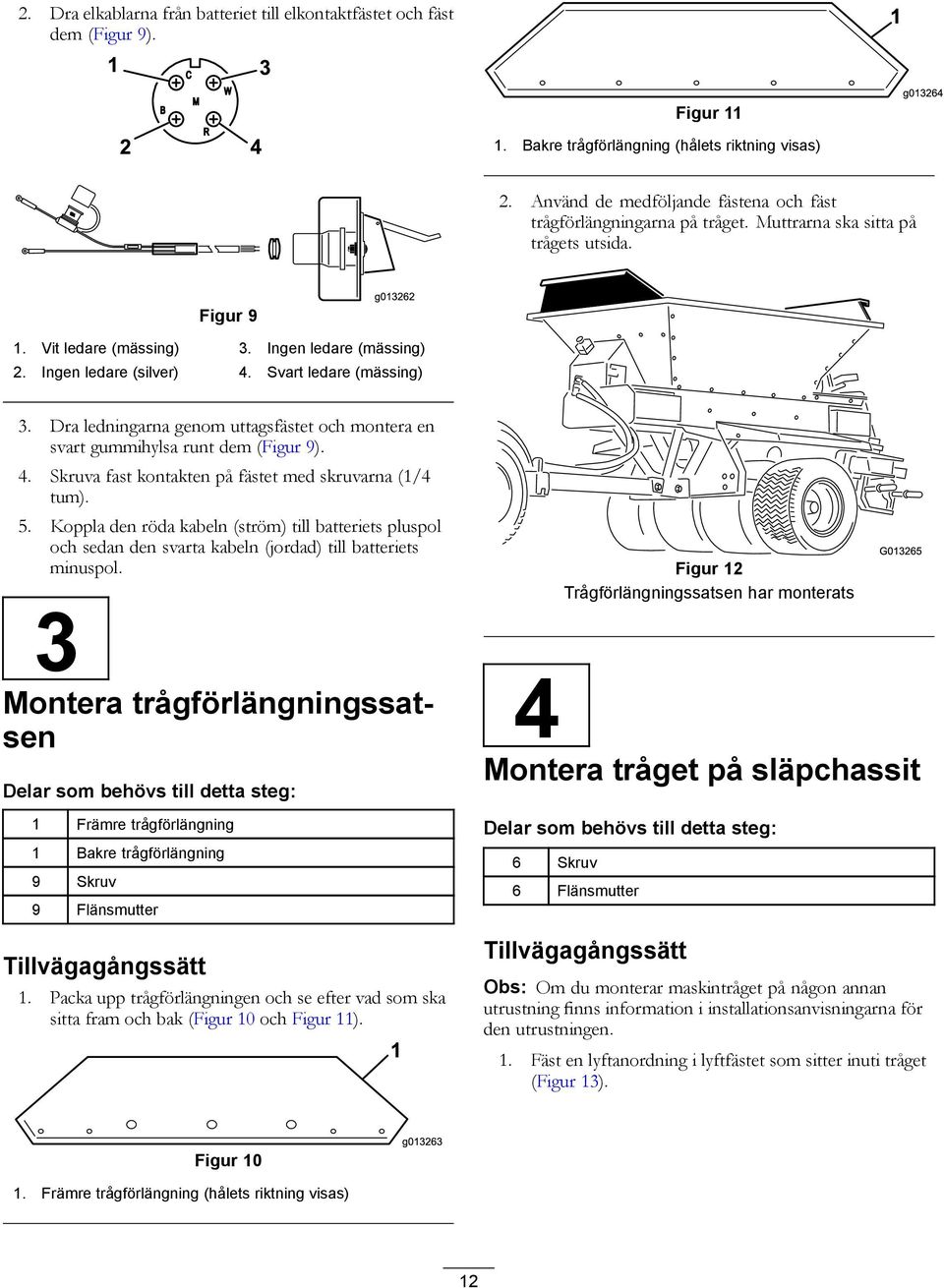 Svart ledare (mässing) 3. Dra ledningarna genom uttagsfästet och montera en svart gummihylsa runt dem (Figur 9). 4. Skruva fast kontakten på fästet med skruvarna (1/4 tum). 5.