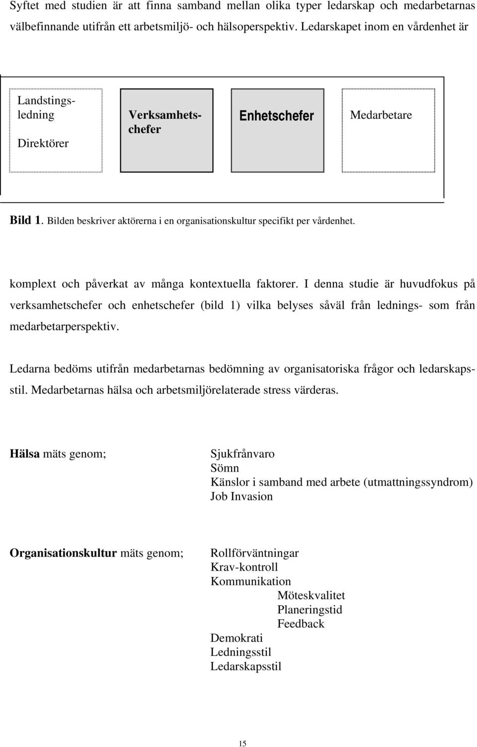 komplext och påverkat av många kontextuella faktorer. I denna studie är huvudfokus på verksamhetschefer och enhetschefer (bild 1) vilka belyses såväl från lednings- som från medarbetarperspektiv.