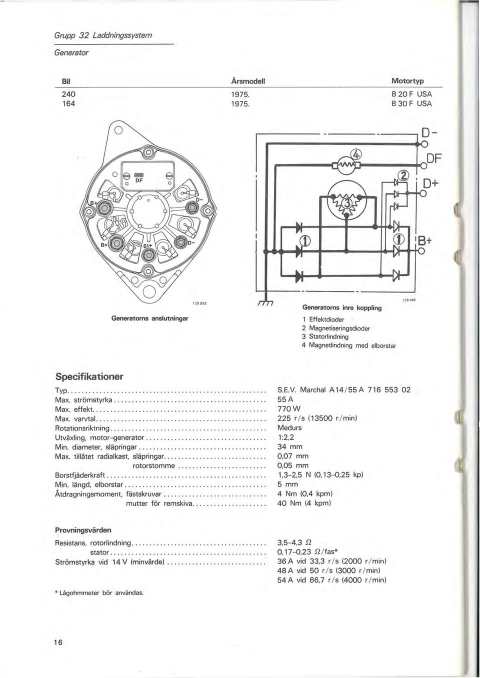 strömstyrka........................... Max. effekt............................... Max. varvtal.......................... Rotationsriktning.................... Utväxling, motor-generator........................ Min.