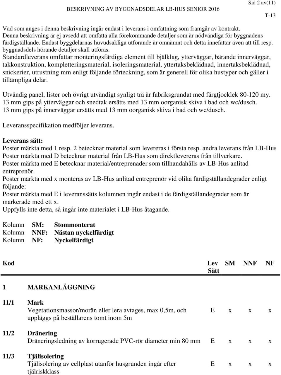 Endast byggdelarnas huvudsakliga utförande är omnämnt och detta innefattar även att till resp. byggnadsdels hörande detaljer skall utföras.