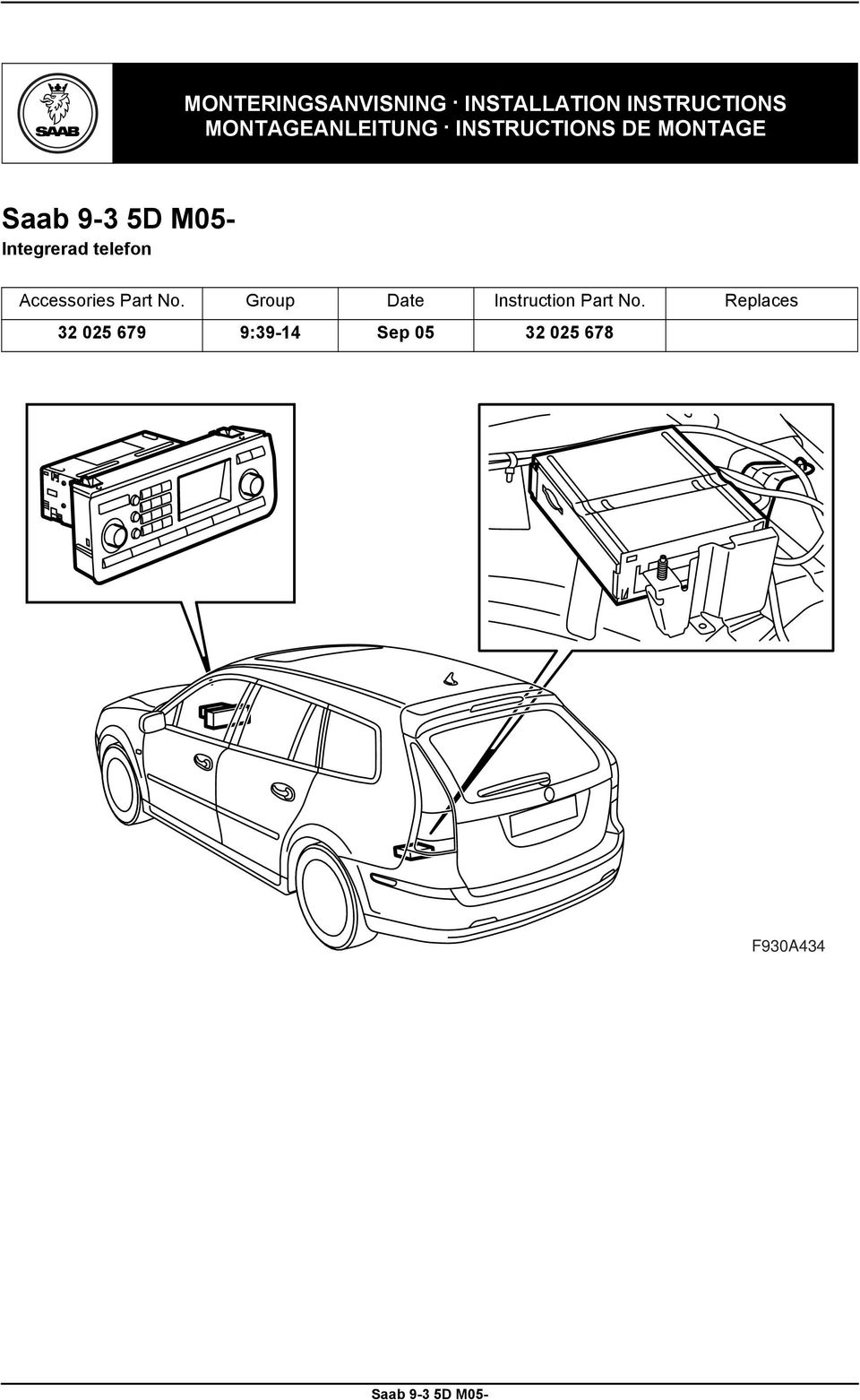 INSTRUCTIONS DE MONTAGE Accessories Part No.