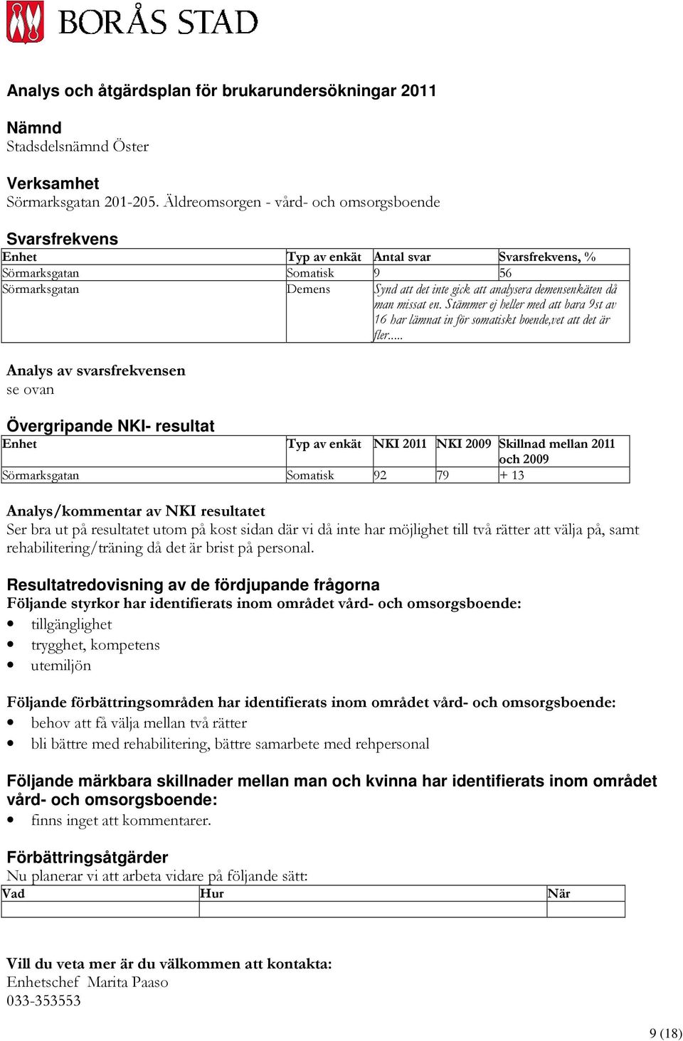 demensenkäten då man missat en. Stämmer ej heller med att bara 9st av 16 har lämnat in för somatiskt boende,vet att det är fler.