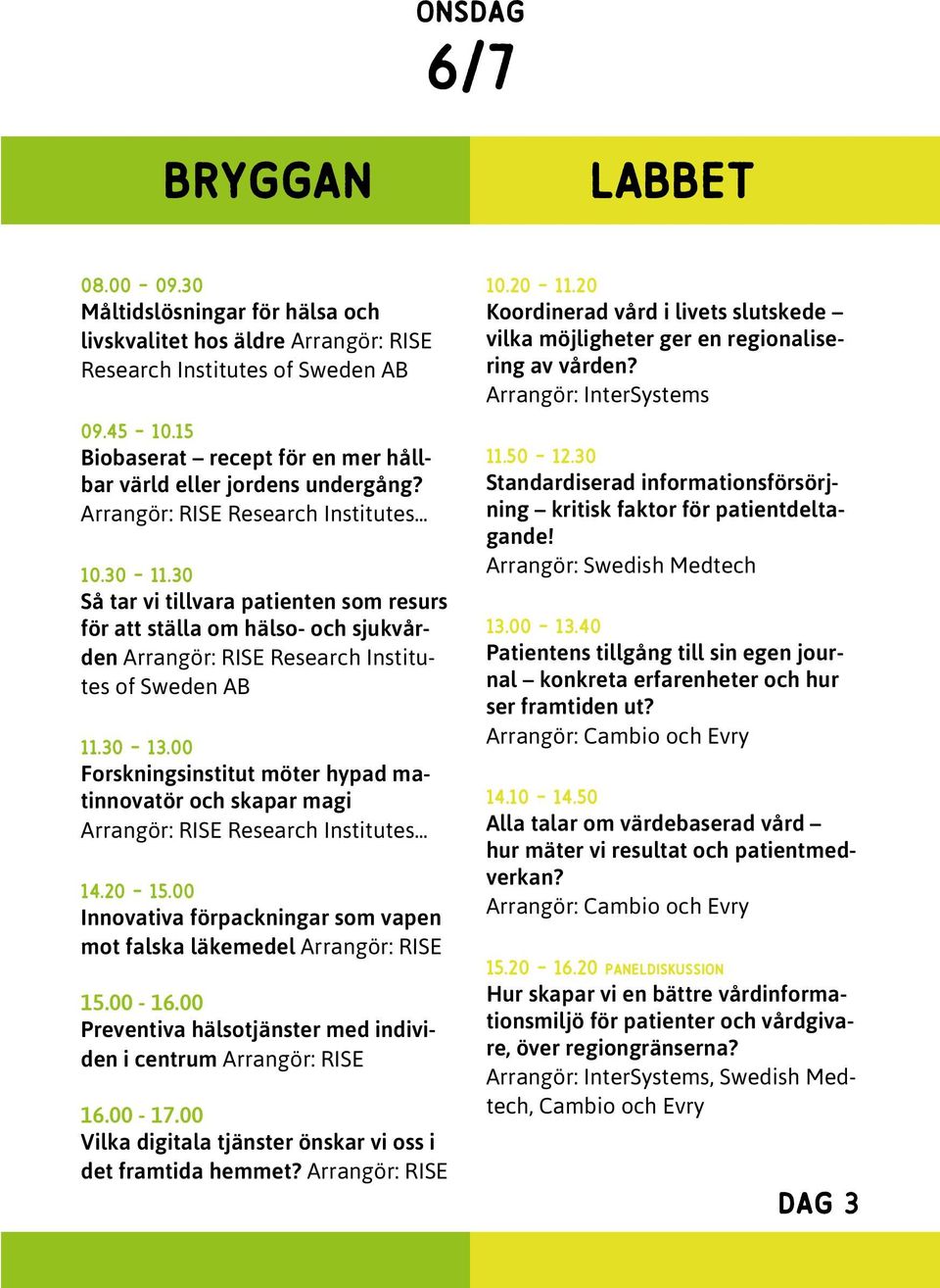 30 Så tar vi tillvara patienten som resurs för att ställa om hälso- och sjukvården Arrangör: RISE Research Institutes of Sweden AB 11.30-13.