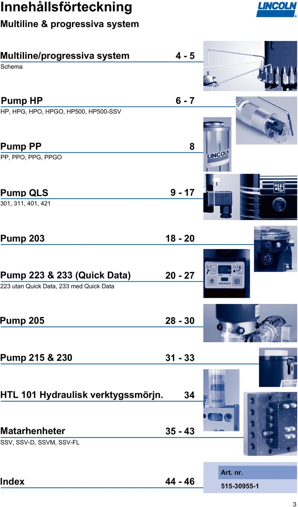 18-20 Pump 22 & 2 (Quick Data) 22 utan Quick Data, 2 med Quick Data 20-27 Pump 205 28-0 Pump 215 & 20 1 -