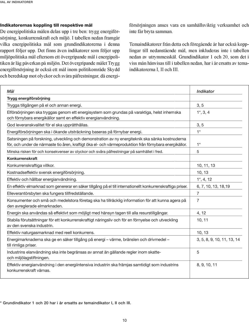 Det finns även indikatorer som följer upp miljöpolitiska mål eftersom ett övergripande mål i energipolitiken är låg påverkan på miljön.