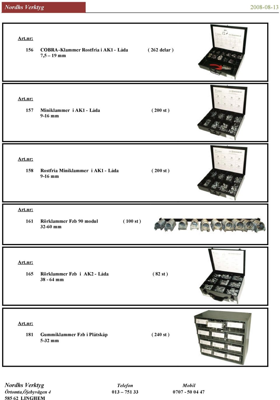 ) 9-16 mm 161 Rörklammer Fzb 90 modul ( 100 st ) 32-60 mm 165 Rörklammer Fzb i