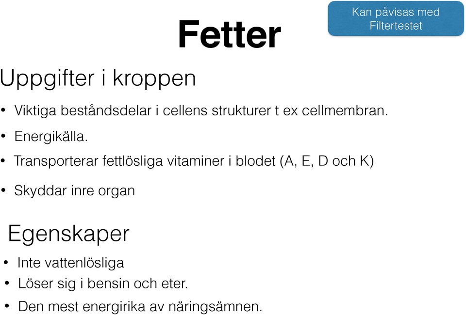 Transporterar fettlösliga vitaminer i blodet (A, E, D och K) Skyddar inre