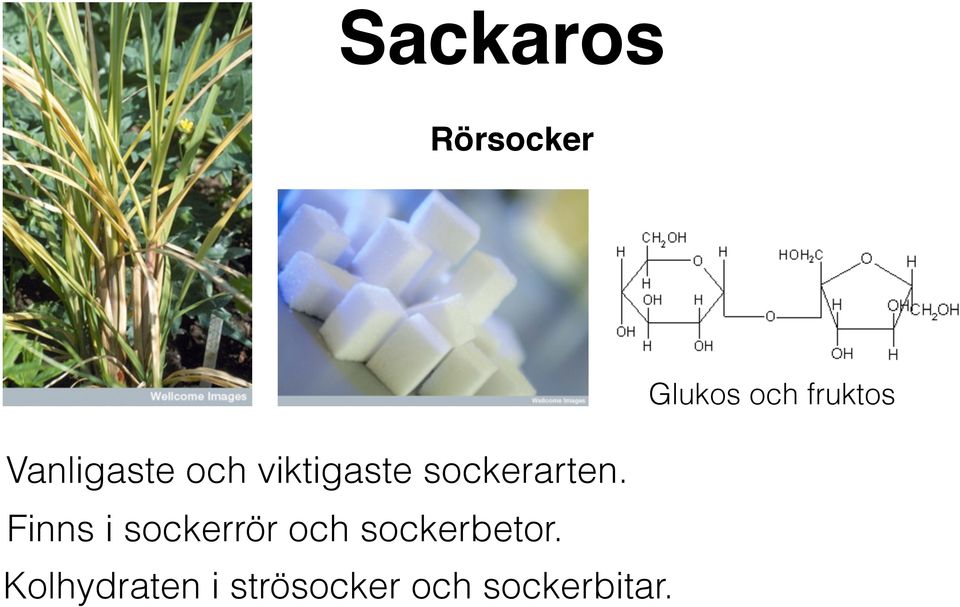 Finns i sockerrör och sockerbetor.