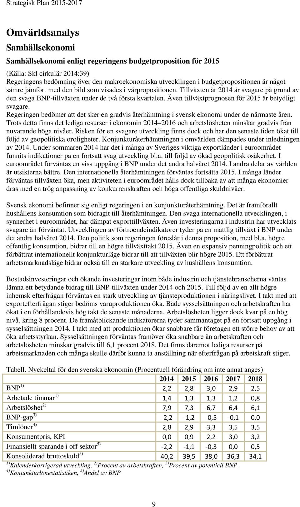 Även tillväxtprognosen för 2015 är betydligt svagare. Regeringen bedömer att det sker en gradvis återhämtning i svensk ekonomi under de närmaste åren.