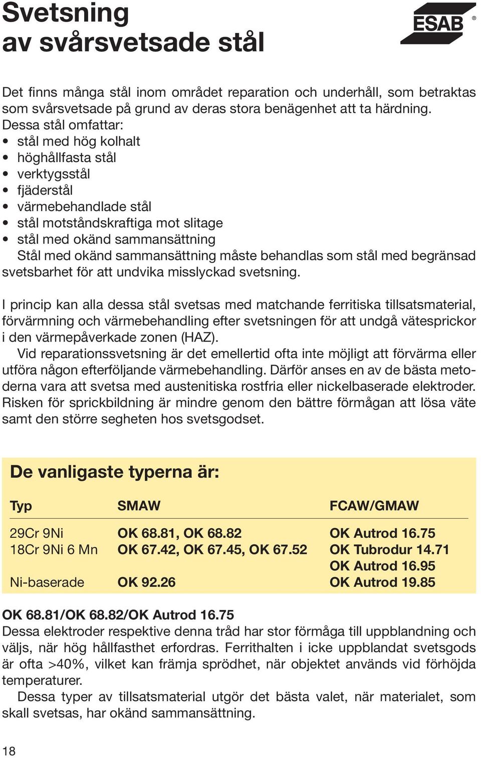 måste behandlas som stål med begränsad svetsbarhet för att undvika misslyckad svetsning.