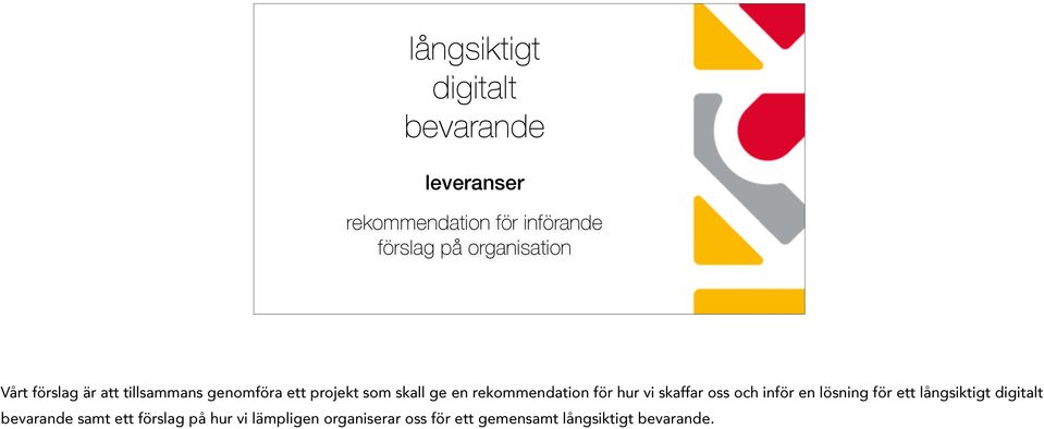rekommendation för hur vi skaffar oss och inför en lösning för ett