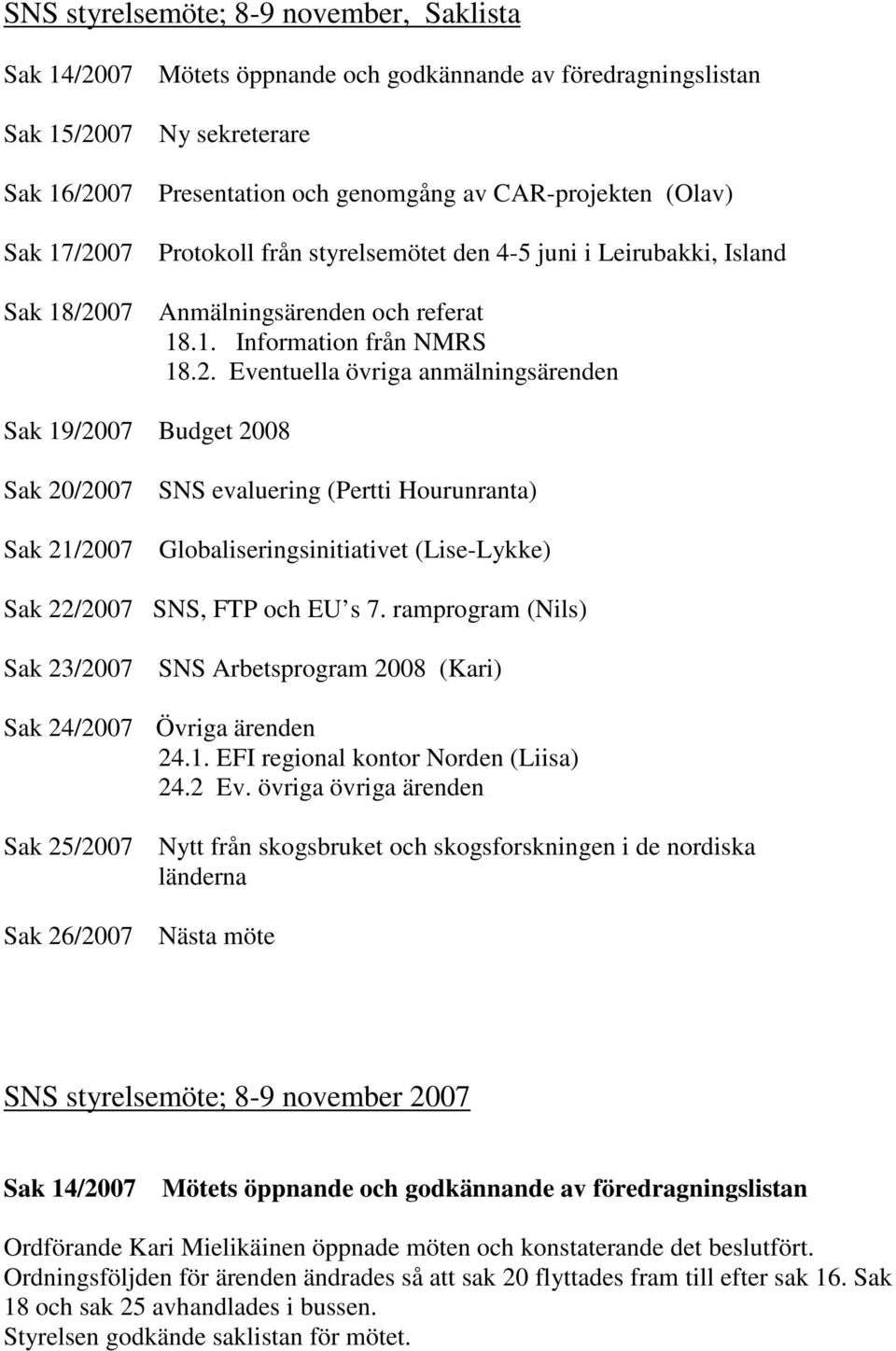 07 Protokoll från styrelsemötet den 4-5 juni i Leirubakki, Island Sak 18/20