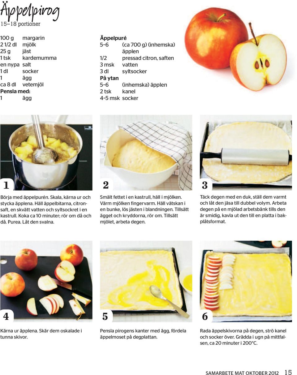 Häll äppelbitarna, citronsaft, en skvätt vatten och syltsockret i en kastrull. koka ca 10 minuter; rör om då och då. Purea. Låt den svalna. Smält fettet i en kastrull, häll i mjölken.