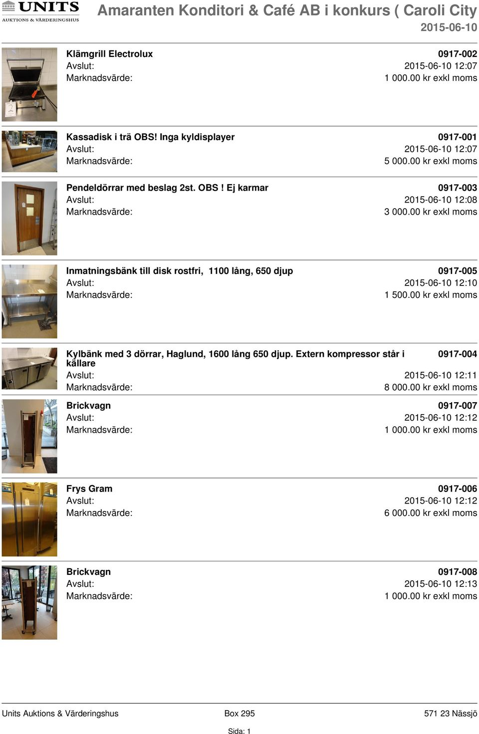 00 kr exkl moms Inmatningsbänk till disk rostfri, 1100 lång, 650 djup 0917-005 Avslut: 12:10 Kylbänk med 3 dörrar, Haglund,