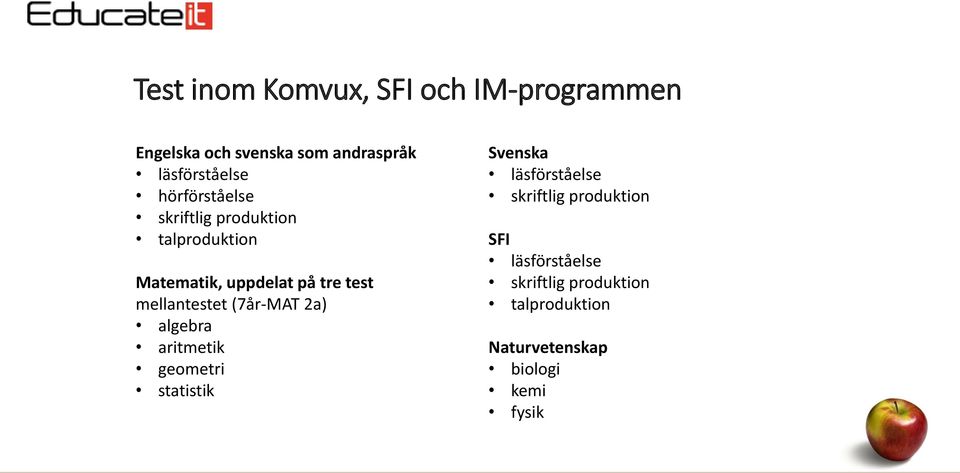 mellantestet (7år-MAT 2a) algebra aritmetik geometri statistik Svenska läsförståelse