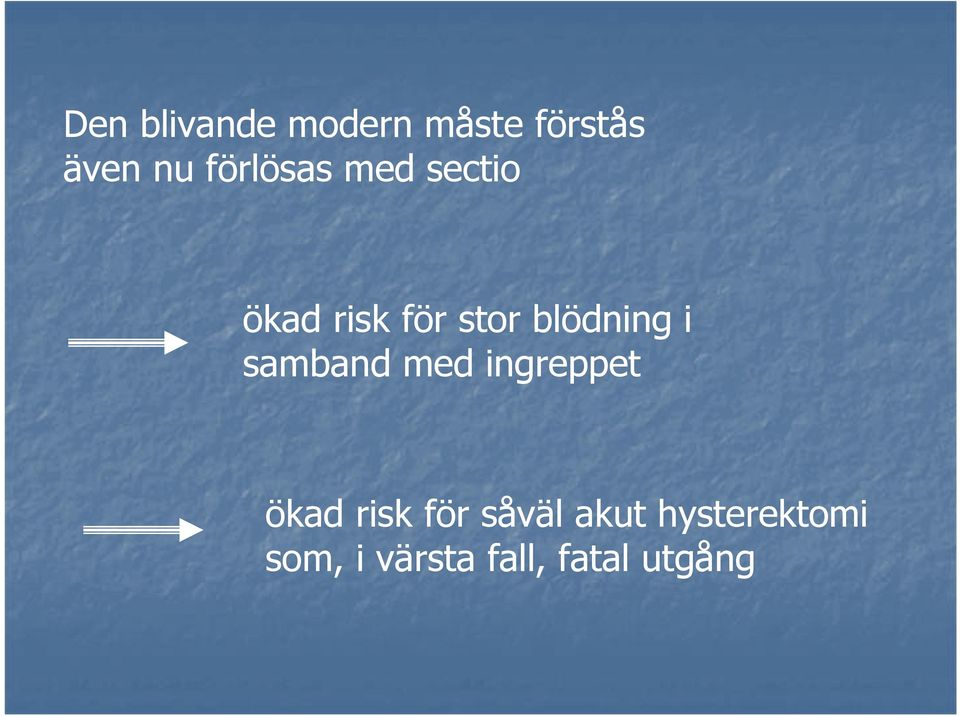 blödning i samband med ingreppet ökad risk