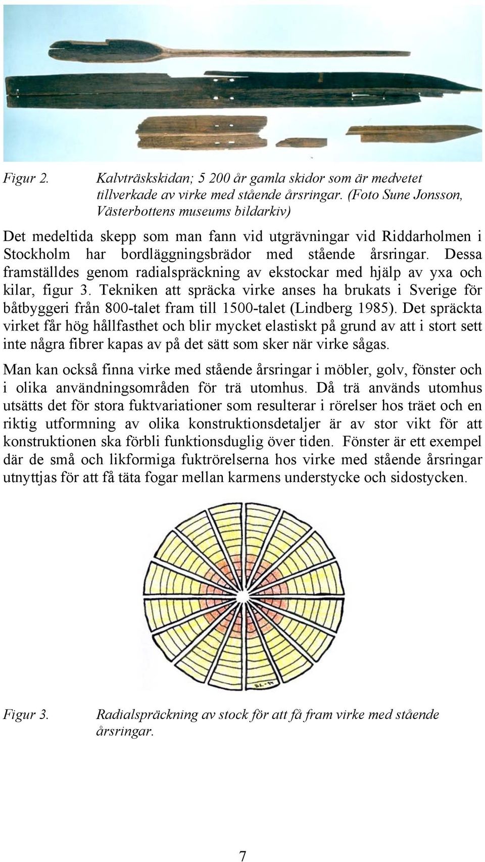 Dessa framställdes genom radialspräckning av ekstockar med hjälp av yxa och kilar, figur 3.