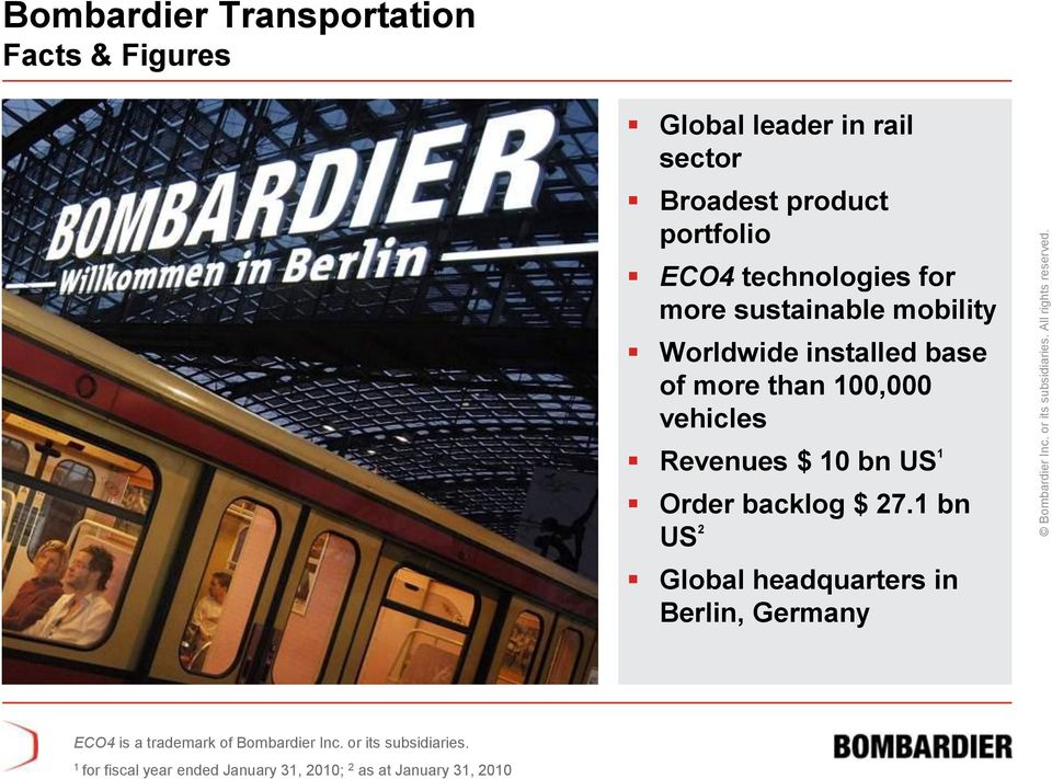 Revenues $ 10 bn US 1 Order backlog $ 27.