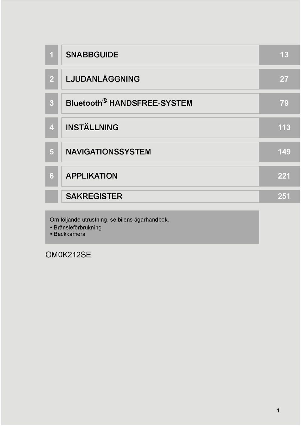 149 6 APPLIKATION 221 SAKREGISTER 251 Om följande