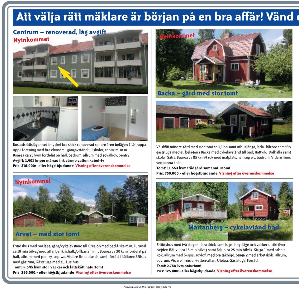 gångavstånd till skolor, centrum, m.m. Boarea ca 25 kvm fördelat på hall, badrum, allrum med sovalkov, pentry Avgift: 1.401 kr per månad ink värme vatten kabel-tv Pris: 315.
