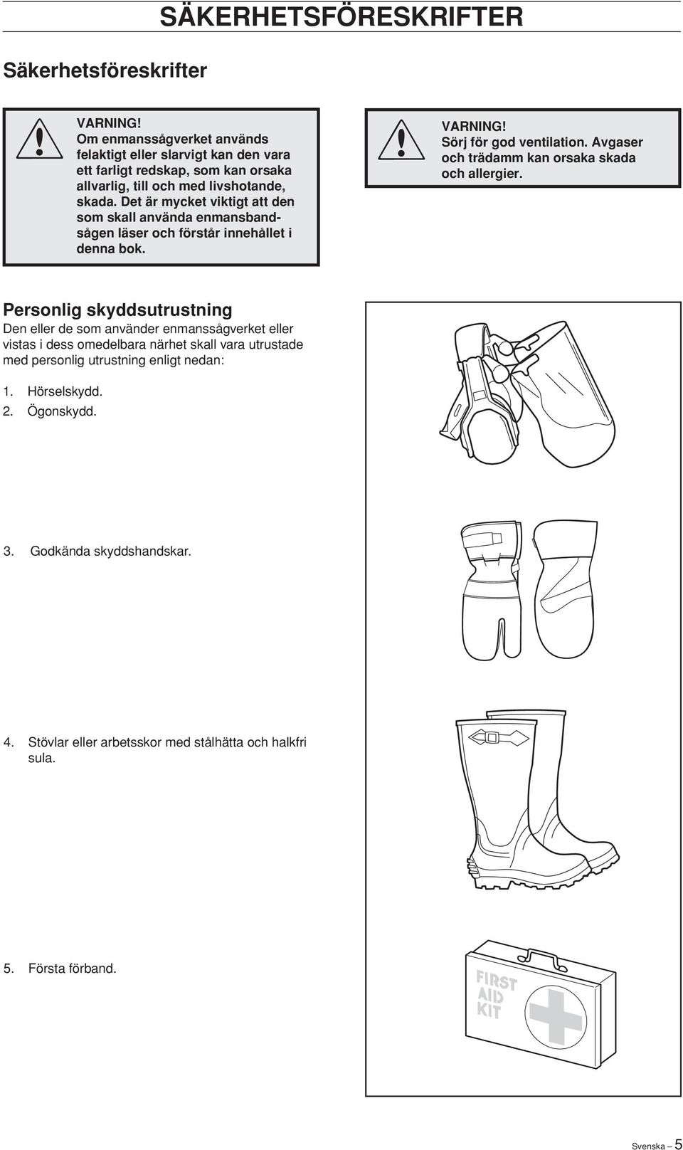 Det är mycket viktigt att den som skall använda enmansbandsågen läser och förstår innehållet i denna bok. VARNING! Sörj för god ventilation.