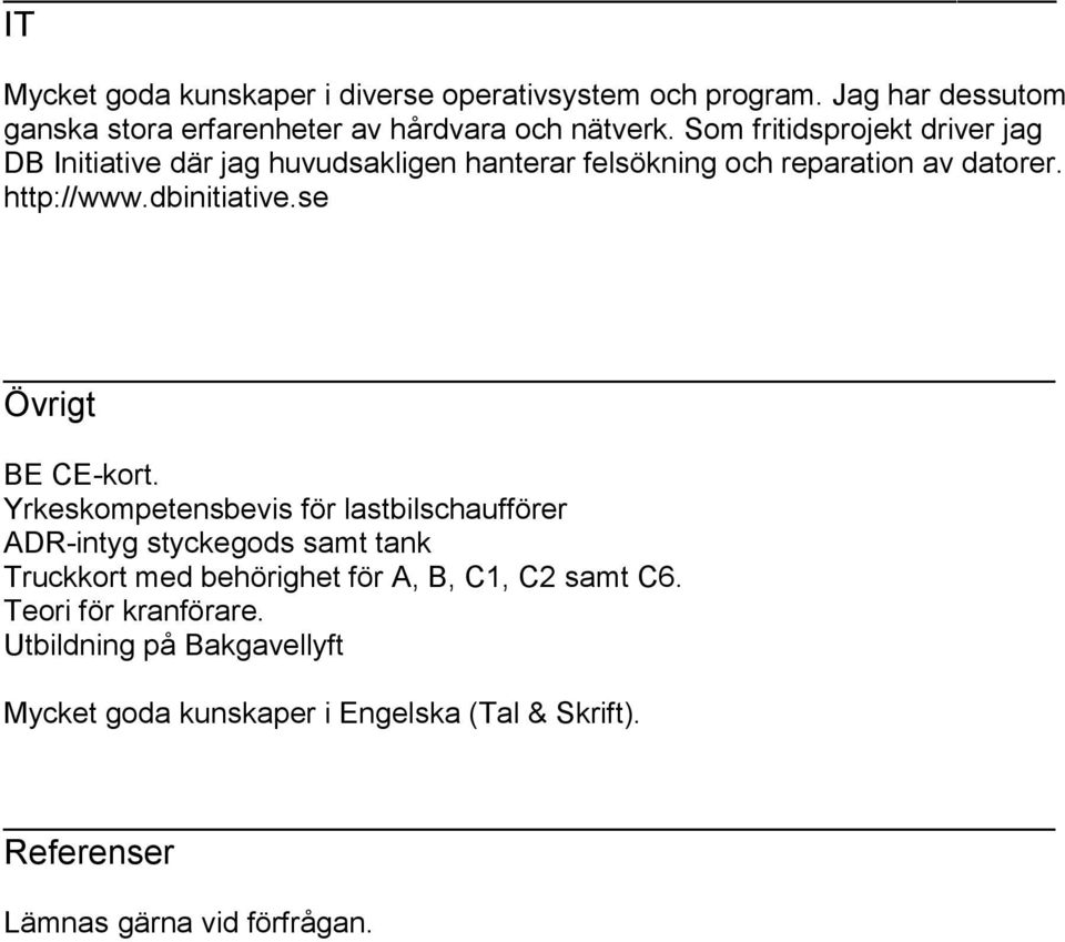 se Övrigt BE CE-kort.